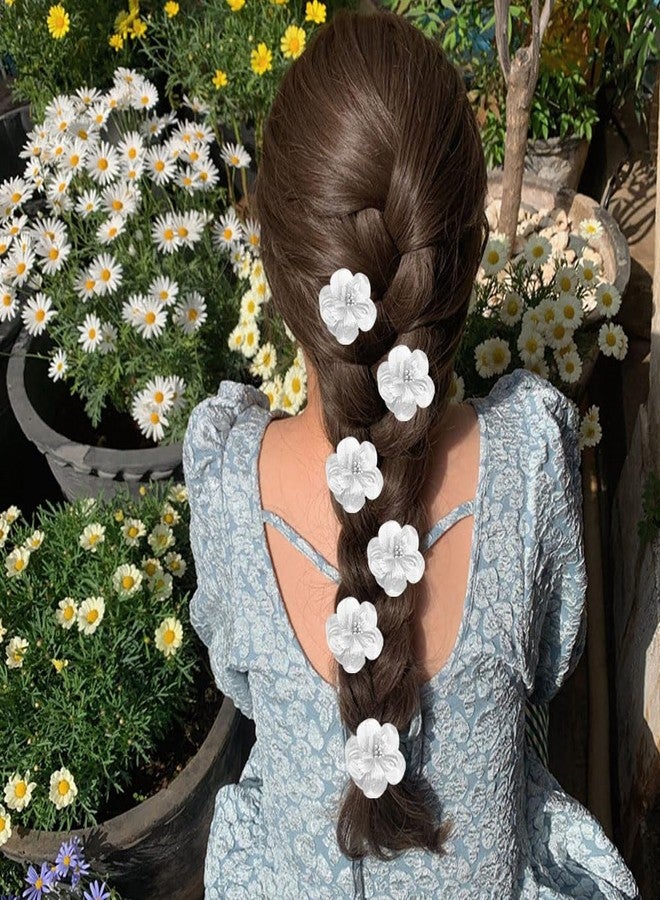 Jaczora ١٠ مشابك شعر مزينة بزهور هاواي للنساء، مشابك شعر فضية صناعية مزينة بزهور استوائية، مثالية لحفلات الشاطئ والعطلات، وإكسسوارات بوهيمية أنيقة للفتيات وحفلات الزفاف. - Image 5