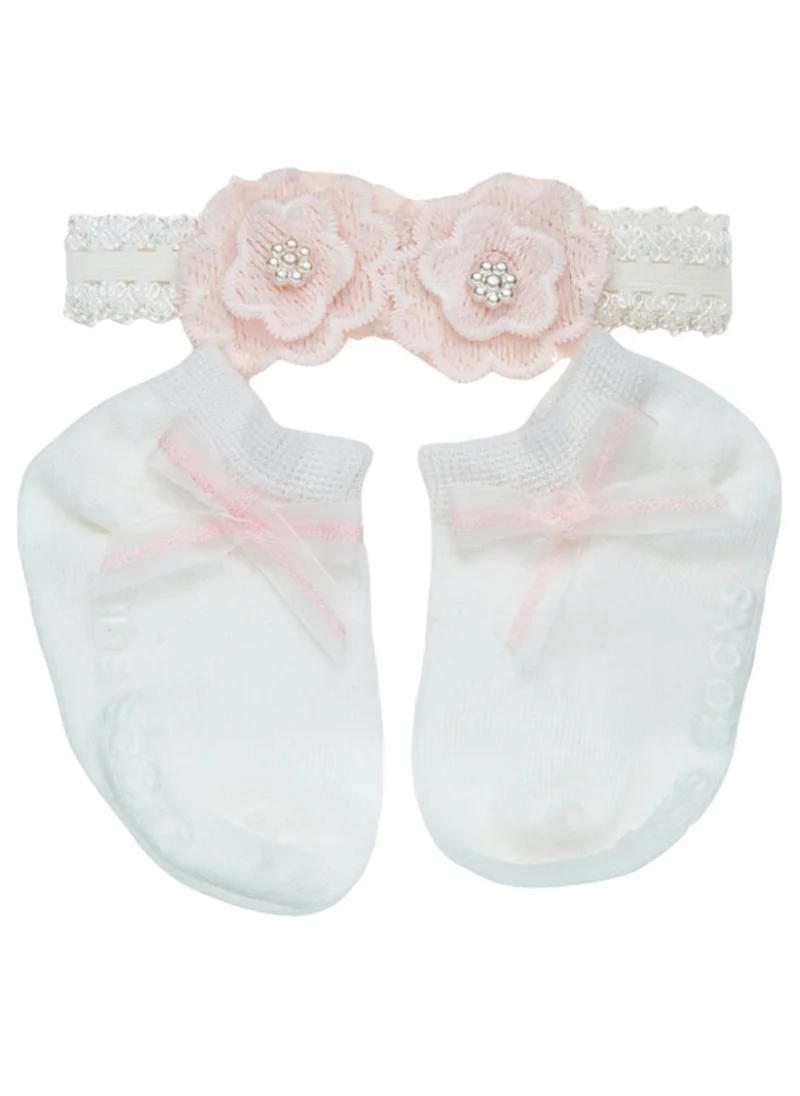 D'Daniela Anna Headband and Socks Set  for Babies - White