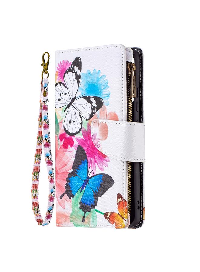 اس-توب جراب لهاتف Samsung Galaxy A82 5G بنمط رسم ملون وسحاب وغطاء جلدي قلاب أفقي مع حامل وفتحات للبطاقات ومحفظة - Image 2