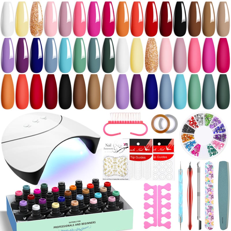 VANREESA 42 Pcs Gel Nail Polish Kit with U V Light 24 Colors Gel Polish Nail Kit Base Coat Glossy & Matte Top Coat Complete Nail Kit with Manicure Tools Gifts for Women Girls - Image 1