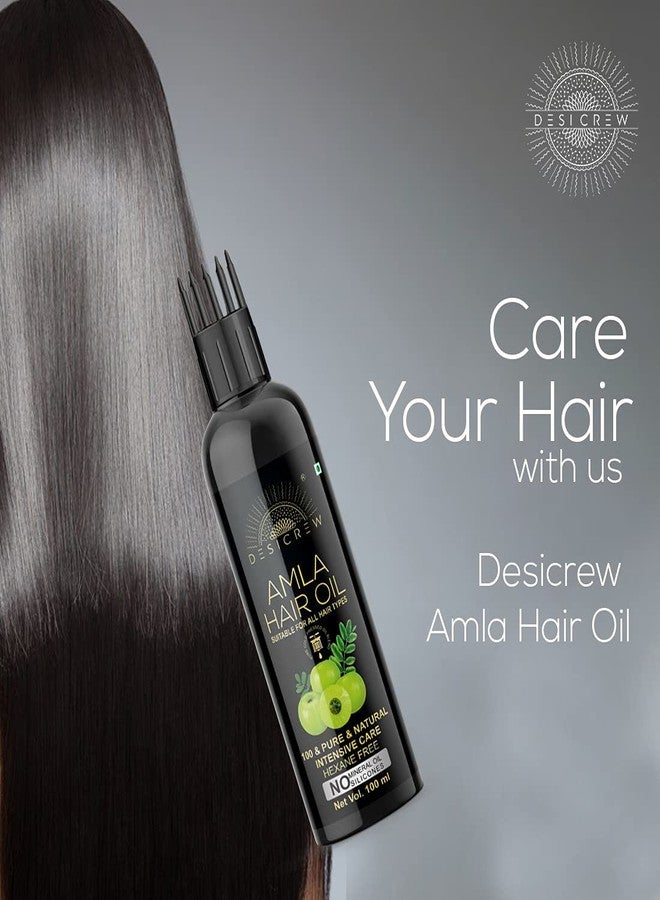 Desicrew Cold-Pressed Amla & Bhringraj Hair Oil in Combo - Moisturizing & Healing, For Skin, Hair Care, Eyelashes (100 ml + 100 ml) With Applicator - Image 3