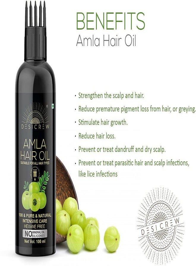 Desicrew Cold-Pressed Amla & Bhringraj Hair Oil in Combo - Moisturizing & Healing, For Skin, Hair Care, Eyelashes (100 ml + 100 ml) With Applicator - Image 5
