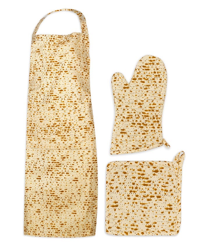 PASSOVER KITCHEN LINEN SETS MATZAH PRINT DESIGN KITCHEN APRON POT HOLDER OVEN MITT PESACH SEDER AND KITCHEN ACCESSORIES