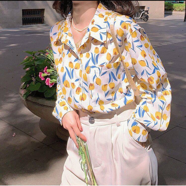 Sister gathering uniform wedding wedding bridesmaid group photo performance clothing 90s retro Hong Kong style floral shirt - Image 2