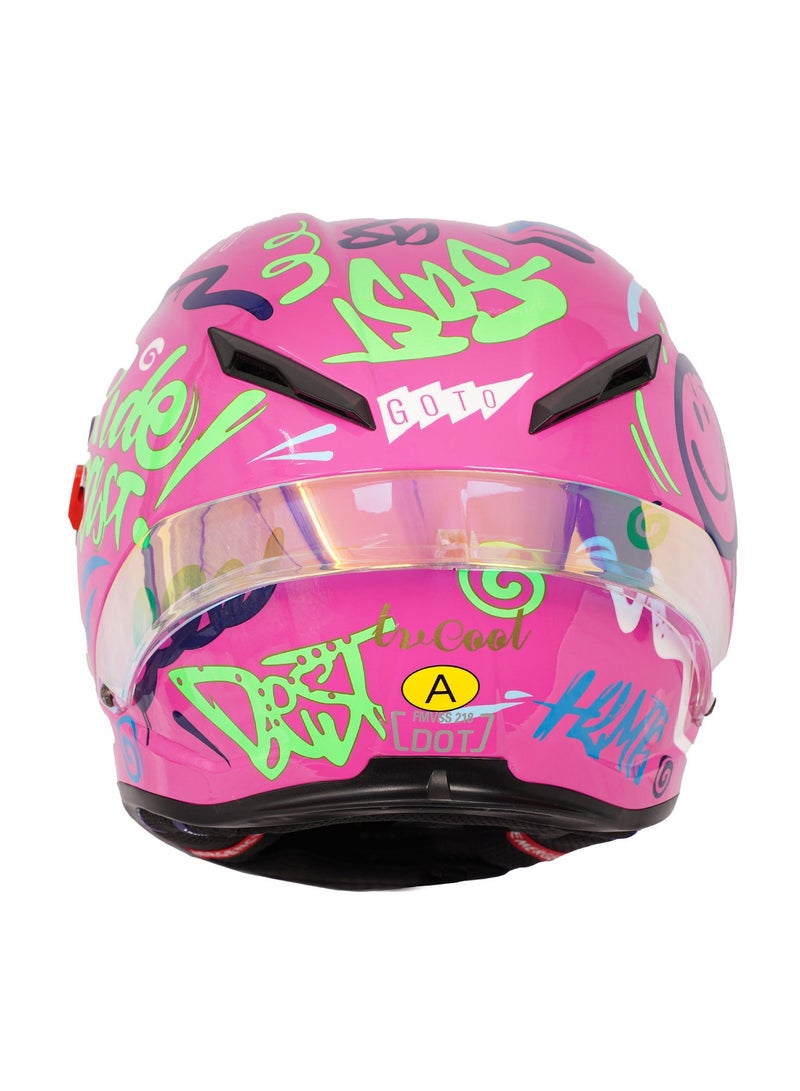 Generic Full Face Motorcycle Helmet Pink  - Image 4