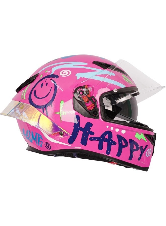 Pink Full Face Motorcycle Helmet - Image 2
