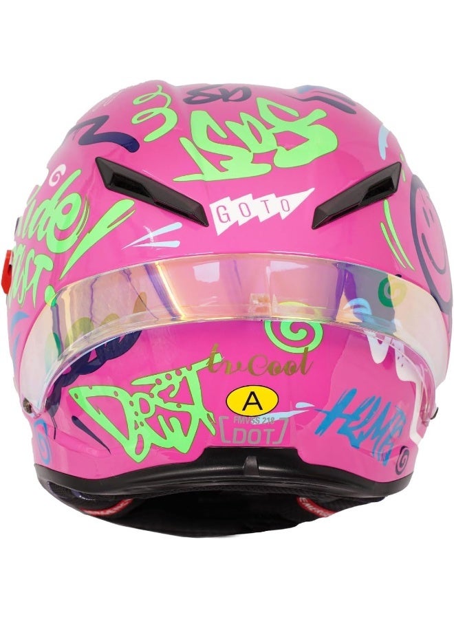 Pink Full Face Motorcycle Helmet - Image 5