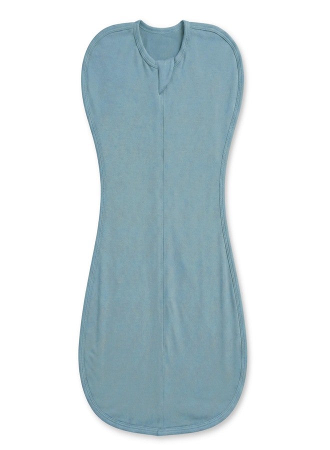 Cocoon Care 0.5 TOG Knitted Bamboo Cotton Arms Up Swaddle Sleeping Pod for Baby 1-3 Months Blue - Image 1