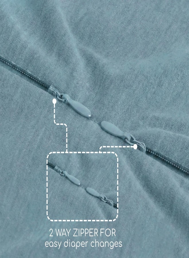 Cocoon Care 0.5 TOG Knitted Bamboo Cotton Arms Up Swaddle Sleeping Pod for Baby 1-3 Months Blue - Image 4