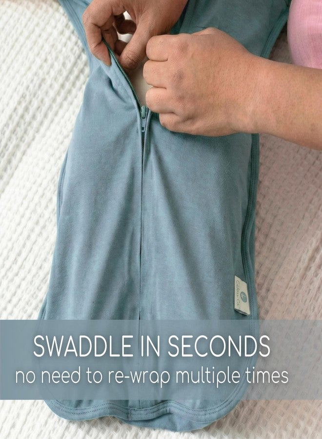 Cocoon Care 0.5 TOG Knitted Bamboo Cotton Arms Up Swaddle Sleeping Pod for Baby 1-3 Months Blue - Image 5