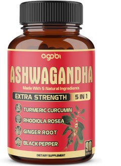 agobi Ashwagandha Ginger Root, Turmeric, Rhodiola Rosea & Black Pepper 90 Capsules 3 months supply  - Image 1
