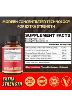 agobi Ashwagandha Ginger Root, Turmeric, Rhodiola Rosea & Black Pepper 90 Capsules 3 months supply  - Image 2
