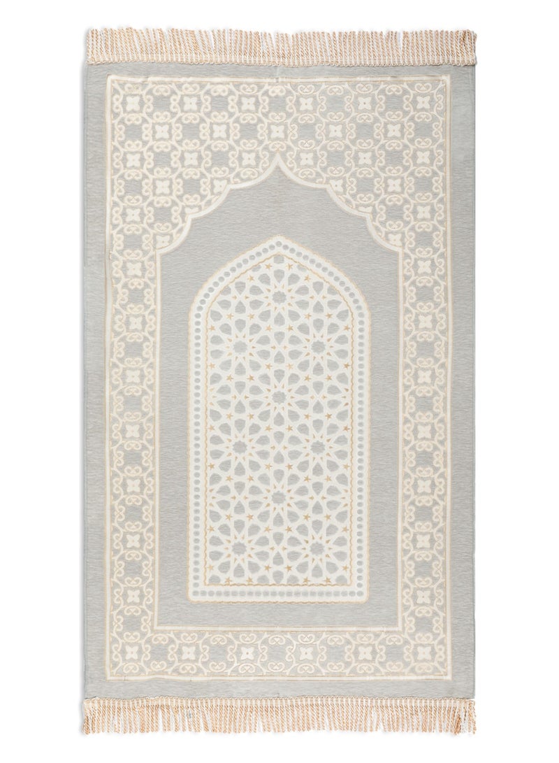 الحرائر  سجادة صلاة من نسيج الشانيل مبطنة عالية الجودة بتصاميم وزخارف هندسية إسلامية عصرية مقاس 120X70 سم - Image 1
