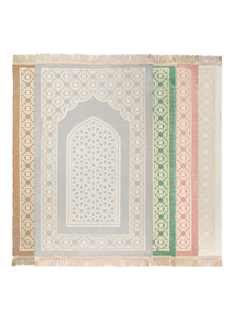 الحرائر  سجادة صلاة من نسيج الشانيل مبطنة عالية الجودة بتصاميم وزخارف هندسية إسلامية عصرية مقاس 120X70 سم - Image 3