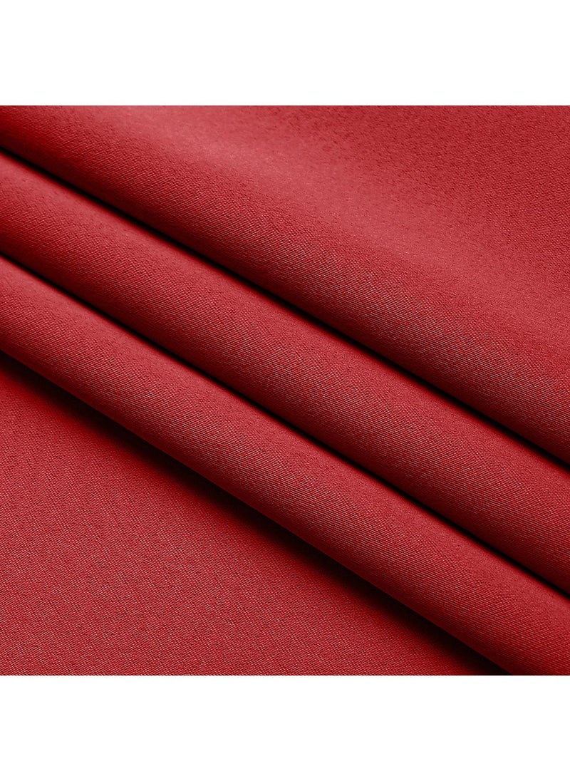 Bluejw 2-Piece Solid Color Blackout Outdoor Curtains Red  - Image 2