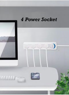 Best 5M Best Power Strip Extension Cord 4-Way 5 Meter,4-Outlets Extra Long Cable ,Power Socket Extension For Home,Office,Kitchen and Travel,(White) ((5Meter))  - Image 3