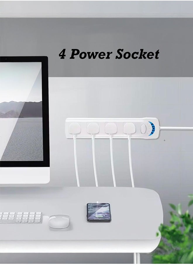 Best - 5M Best Power Strip Extension Cord 4-Way 5 Meter,4-Outlets Extra Long Cable ,Power Socket Extension For Home,Office,Kitchen and Travel,(White) ((5Meter)) - Image 1