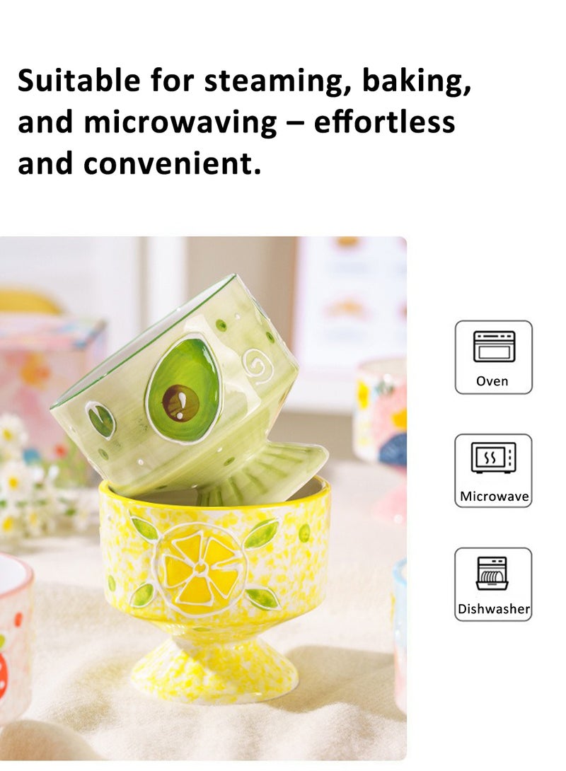 Dessert Cup, Footed Ceramic Ice Cream Cup for Cake, Pudding, Fruit, Oven, Dishwasher and Microwave Safe, 360ml (Lemon Yellow)  - Image 3