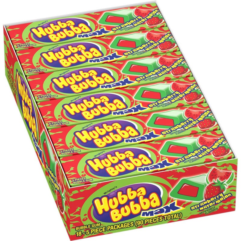 Hubba Bubba 18 Pack HUBBA BUBBA Max Bubble Gum Strawberry Watermelon Flavored Chewing Gum 5 Piece - Image 3