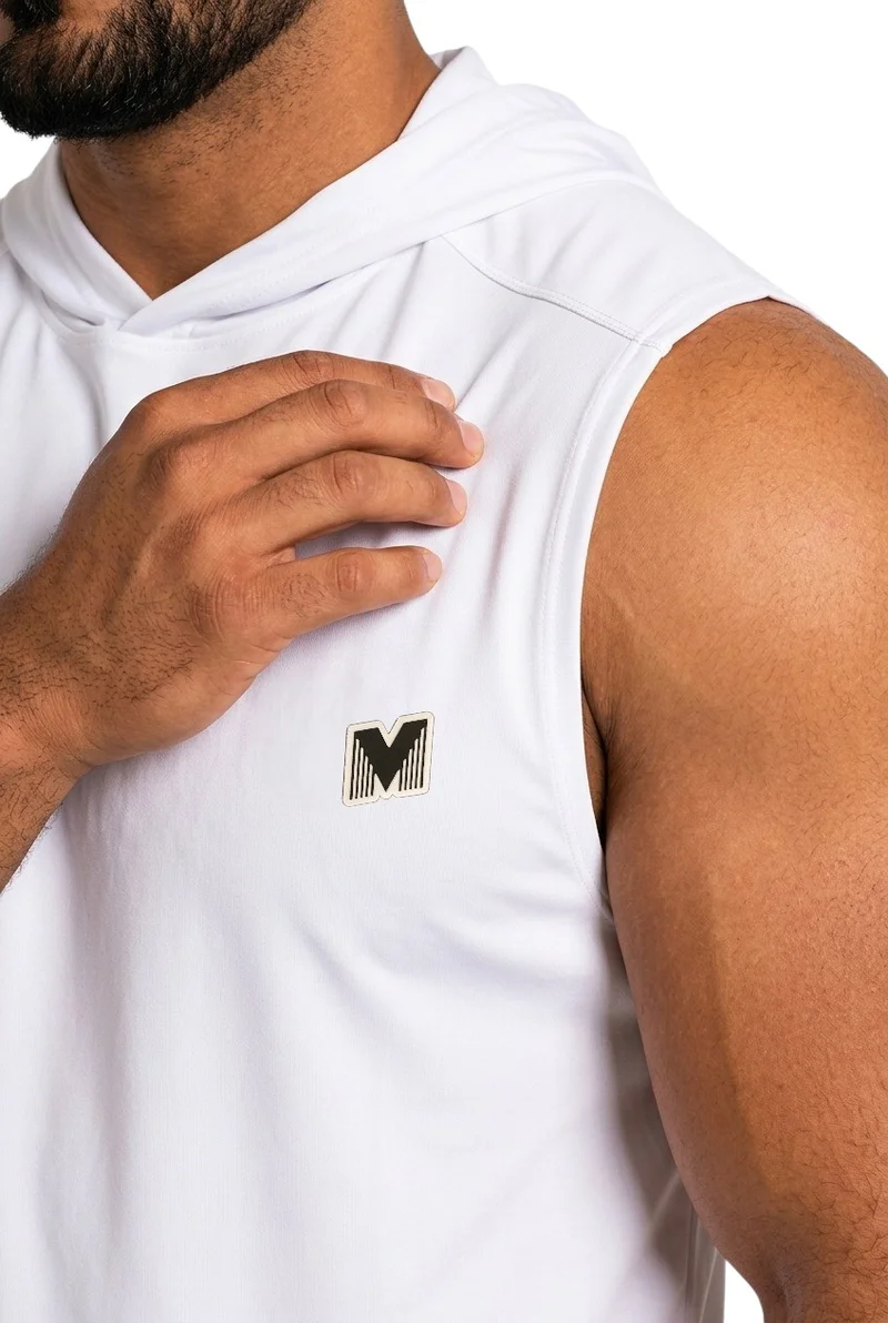Moveletix White Men's Training Hooded Tank Top White for Men | Best Price UAE