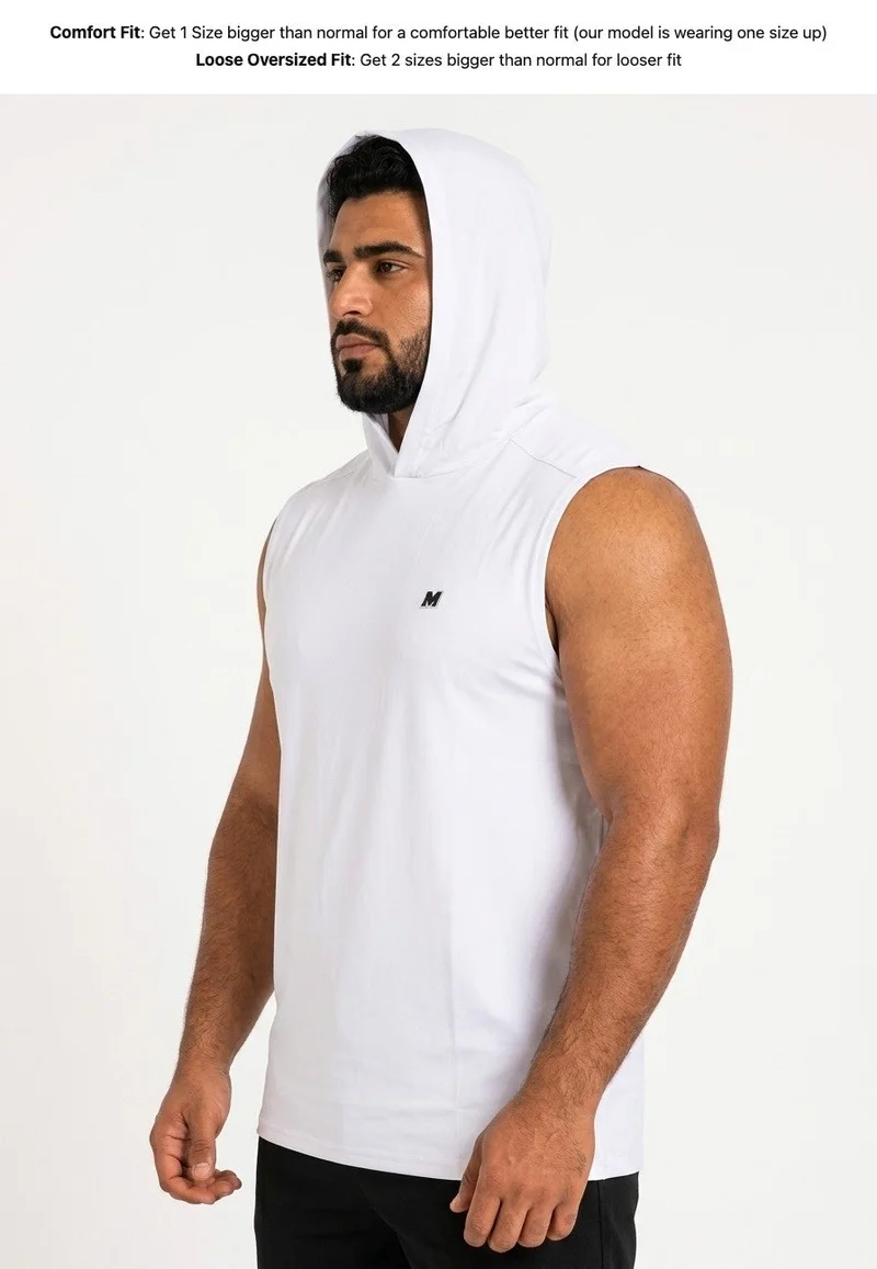Moveletix white Men's Summer Training Hooded Tank Top White for Men | Best Price UAE