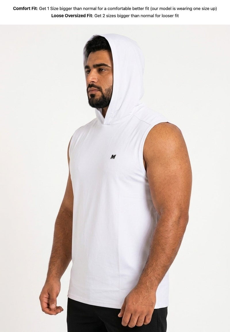 Moveletix Men's Summer Training Hooded Tank Top White - Image 4