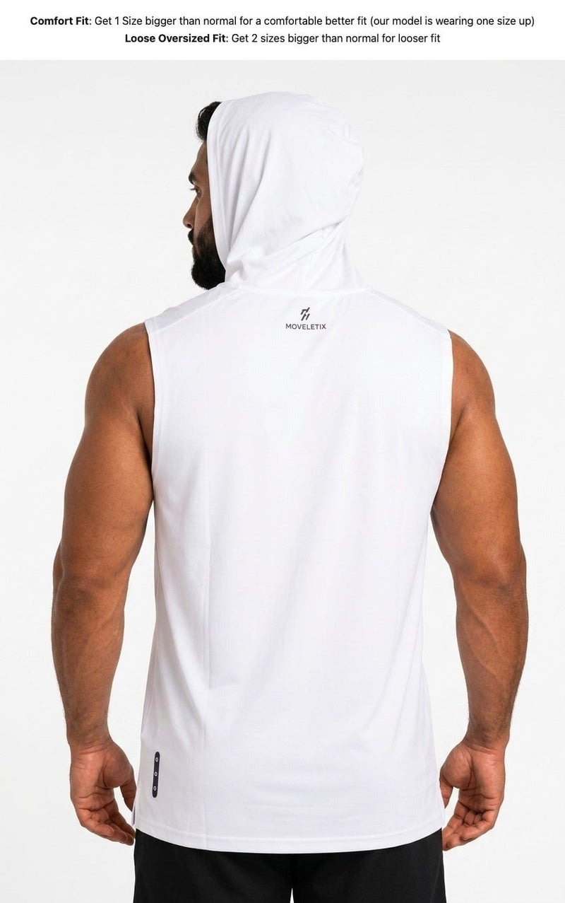 Moveletix Men's Summer Training Hooded Tank Top White - Image 3