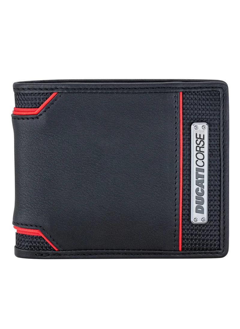 Ducati Corse DUCATI CORSE Elegante Men's Genuine Black Leather Wallet - DTLUG2000303