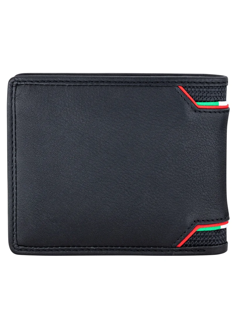 دوكاتي كورس DUCATI CORSE Elegante Men's Genuine Black Leather Wallet - DTLUG2000303