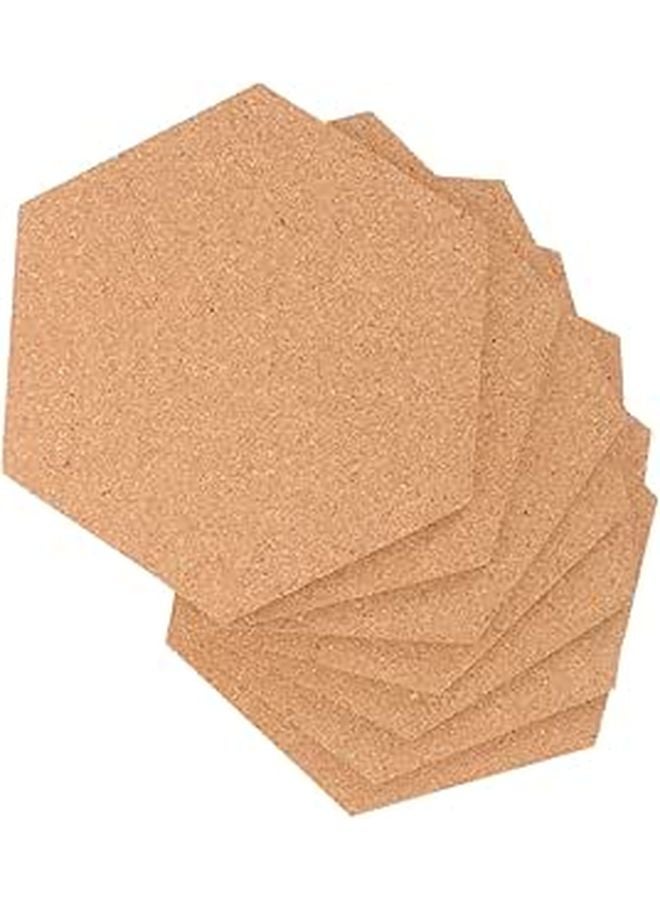 Self Adhesive Hexagonal Cork Board Tiles Set of 7 with 56 Pins Small Bulletin Message Board for Wall Home Office Classroom - Image 1