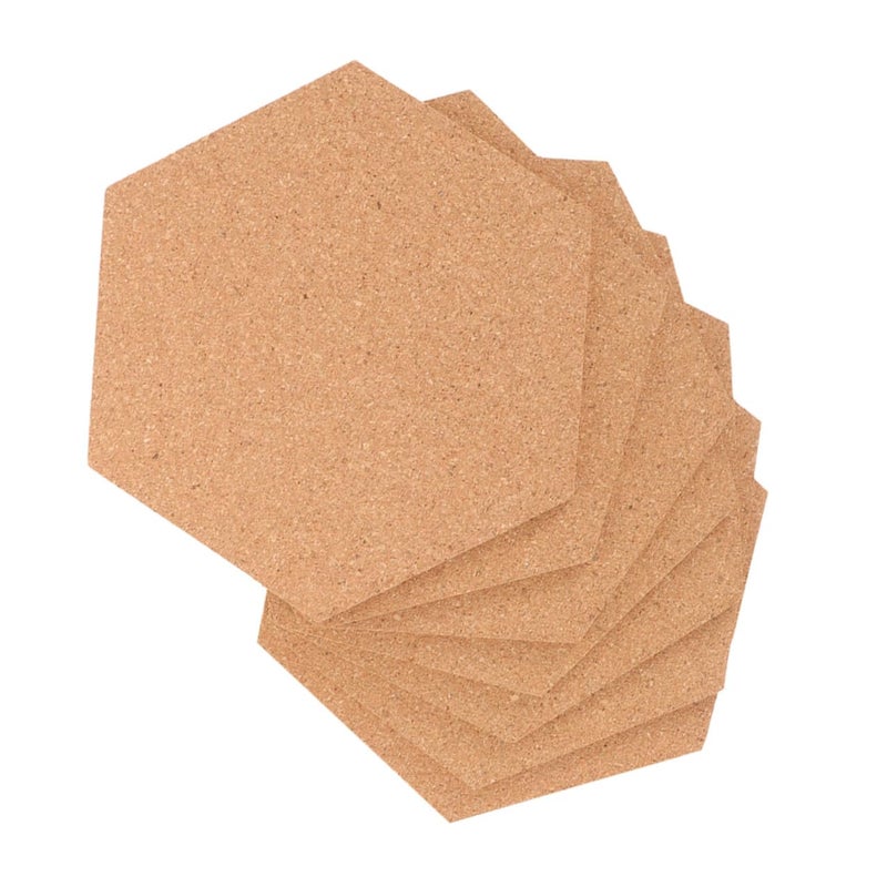 Self Adhesive Hexagonal Cork Board Tiles Set of 7 with 56 Pins Small Bulletin Message Board for Wall Home Office Classroom - Image 2