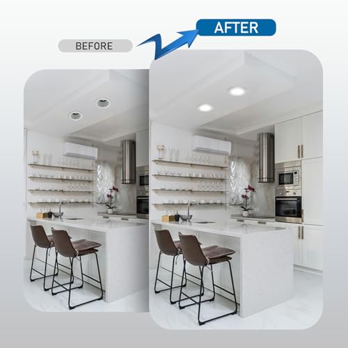 Jolux 5/6 Inch 5CCT Retrofit LED Recessed Lighting 4 Pack, Adjustable 5CCT 2700K-5000K, LED Replacement Can Lights,Dimmable,12=60W, E26 Base, Flat Trim,Easy Retrofit Downlight Installation. - Image 5