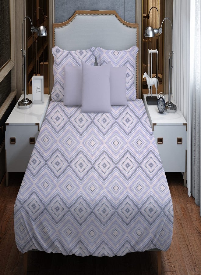 Threads & Yarn Brand Cotton 240 TC Queen Size Ultra Soft Double Bedsheet with Two Pillow Covers - Mulberry Collection (Mulberry_Geo Lavender) - Image 3