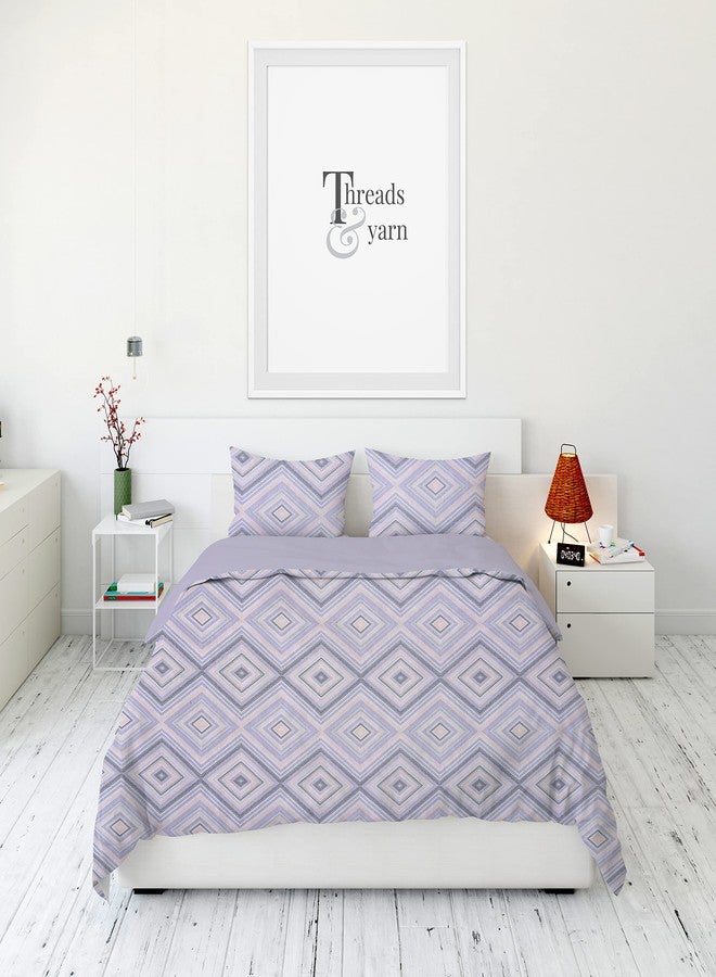 Threads & Yarn Brand Cotton 240 TC Queen Size Ultra Soft Double Bedsheet with Two Pillow Covers - Mulberry Collection (Mulberry_Geo Lavender) - Image 1