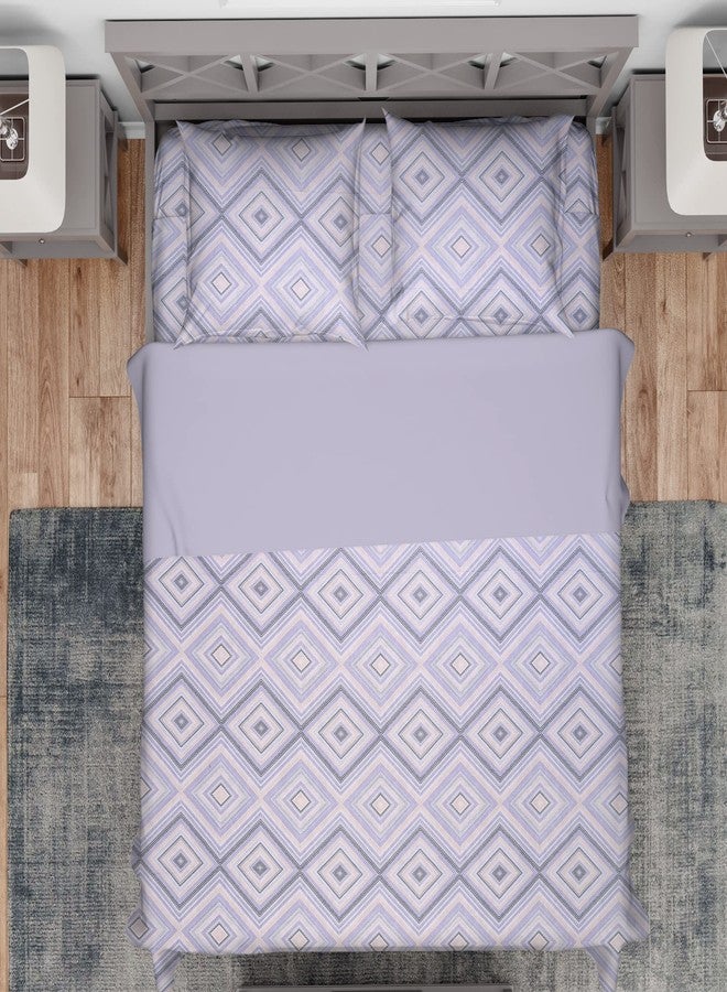Threads & Yarn Brand Cotton 240 TC Queen Size Ultra Soft Double Bedsheet with Two Pillow Covers - Mulberry Collection (Mulberry_Geo Lavender) - Image 2
