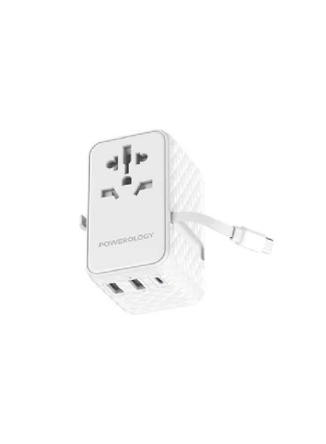 Powerology GaN 20W PD Universal Adapter Retractable, Simultaneous Charging - Image 3