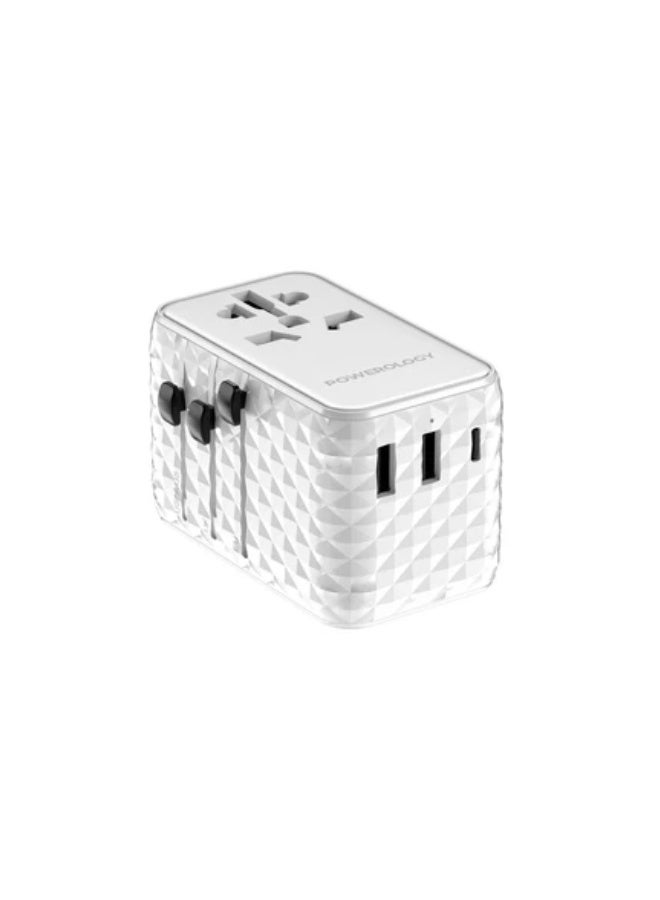 Powerology GaN 20W PD Universal Adapter Retractable, Simultaneous Charging - Image 2