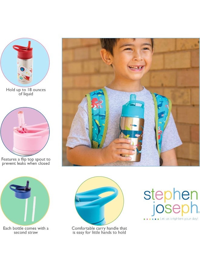 Stephen Joseph Flip Top Stainless Steel Water Bottle - Image 4