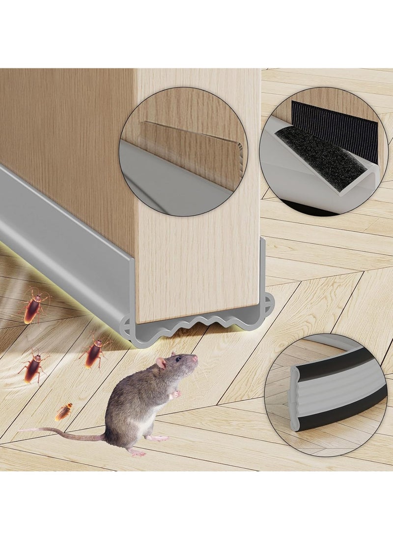 YQbest - Weather Stripping Door Seal, Door Bottom Flexible Wind Noise Reduction Stopper, Under Door Sealing Strips, Adjustable Adhesive Soundproof Weather Proof Draught Excluder (Grey) - Image 1