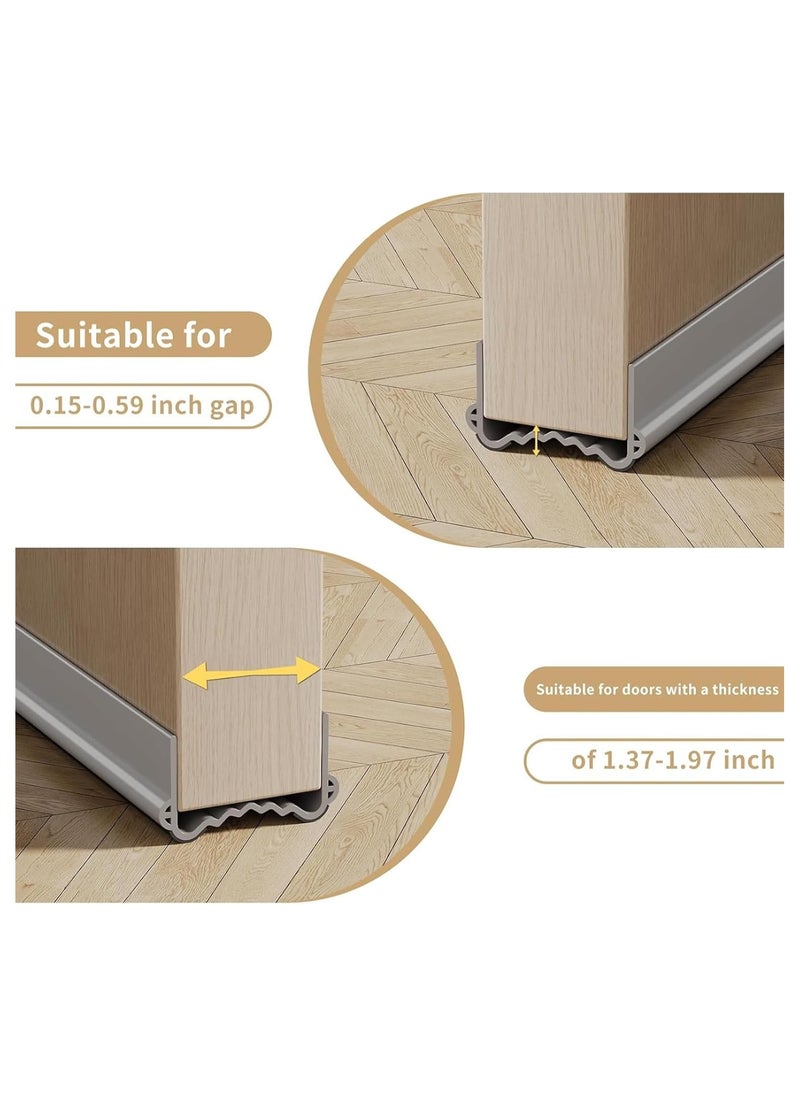 YQbest - Weather Stripping Door Seal, Door Bottom Flexible Wind Noise Reduction Stopper, Under Door Sealing Strips, Adjustable Adhesive Soundproof Weather Proof Draught Excluder (Grey) - Image 1