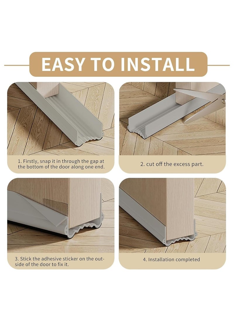YQbest - Weather Stripping Door Seal, Door Bottom Flexible Wind Noise Reduction Stopper, Under Door Sealing Strips, Adjustable Adhesive Soundproof Weather Proof Draught Excluder (Grey) - Image 1