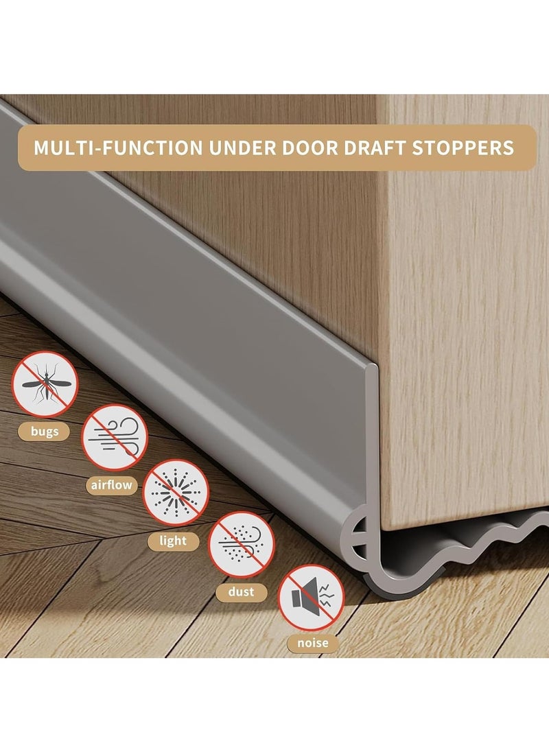 YQbest - Weather Stripping Door Seal, Door Bottom Flexible Wind Noise Reduction Stopper, Under Door Sealing Strips, Adjustable Adhesive Soundproof Weather Proof Draught Excluder (Grey) - Image 1