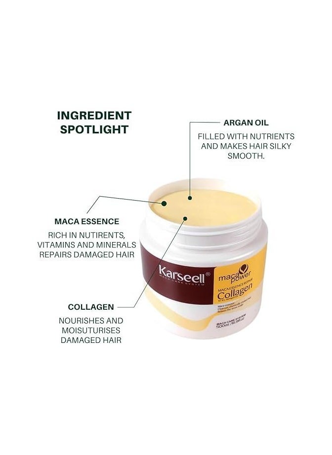 Karseell - Karseell BNC Collagen Hair Treatment Mask - Deep Repair Conditioning Argan Oil Collagen Hair Mask Essence For Dry & Damaged Hair - 500ml - Image 1