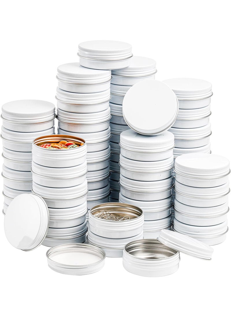 Foraineam - Foraineam 48 Pack 2 oz White Lip Balm Tin Cans - Aluminum Round Cosmetic Sample Containers with Screw Lid - Metal Empty Tins Storage Travel Tin Jars - Image 1