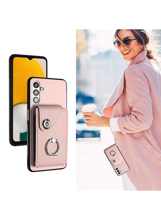 S-TOP Case For Samsung Galaxy A13 5G/A04s Organ Card Bag Ring Holder PU Phone Case with Lanyard - Image 5