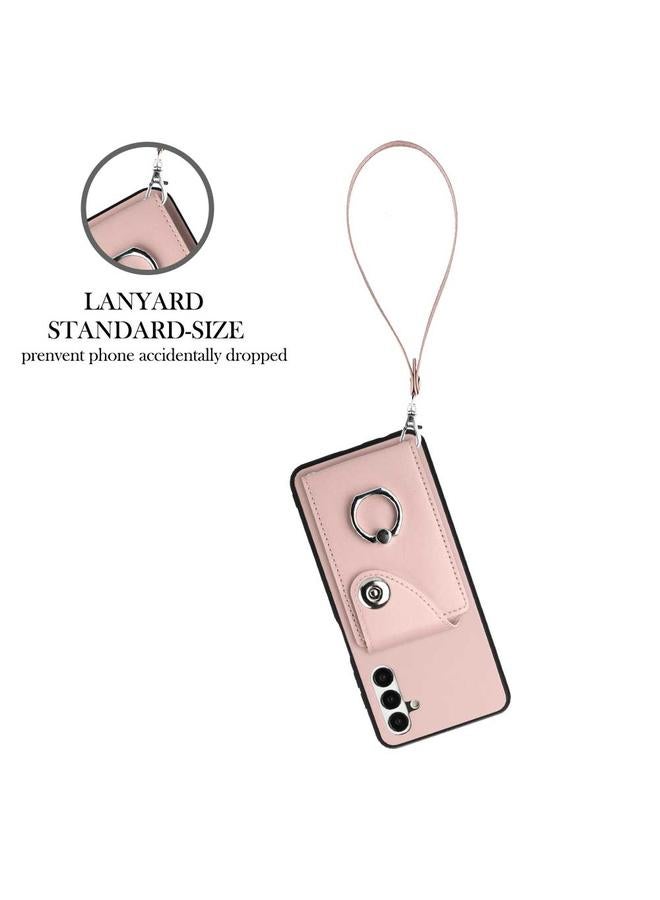 S-TOP Case For Samsung Galaxy A13 5G/A04s Organ Card Bag Ring Holder PU Phone Case with Lanyard - Image 3