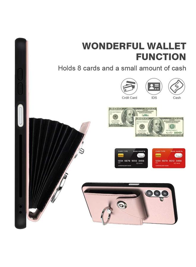 S-TOP Case For Samsung Galaxy A13 5G/A04s Organ Card Bag Ring Holder PU Phone Case with Lanyard - Image 4