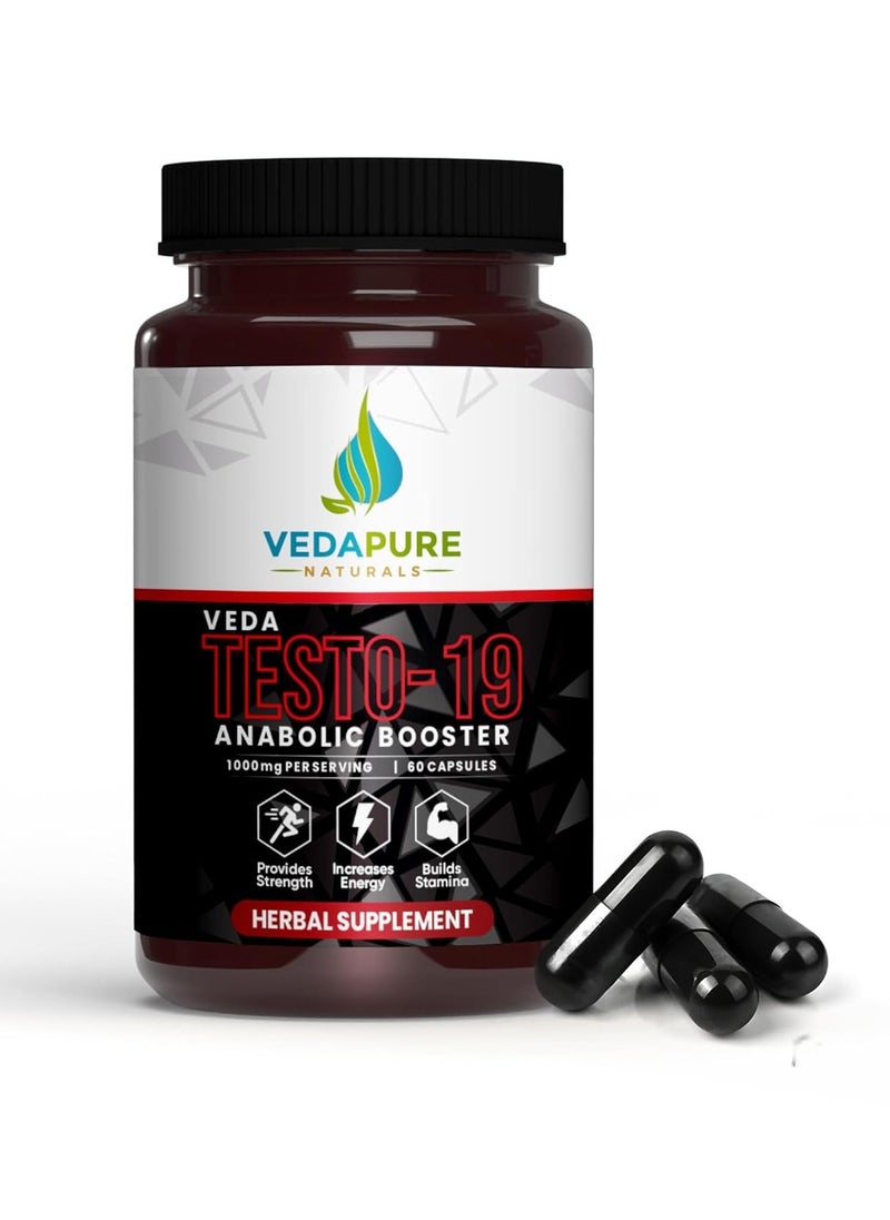 VEDAPURE Teso-19 Energizing Blend Of Ashwagandha, Safed Musli, Shatavari And Chota Gokhru- 60 Capsules  - Image 2