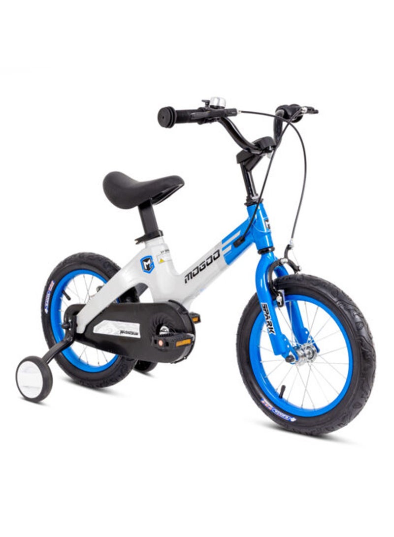 MOGOO Spark Magnesium 12 inch Kids Bike | 12-Inch Wheel Size | Adjustable Seat | Blue/White Color - Image 2