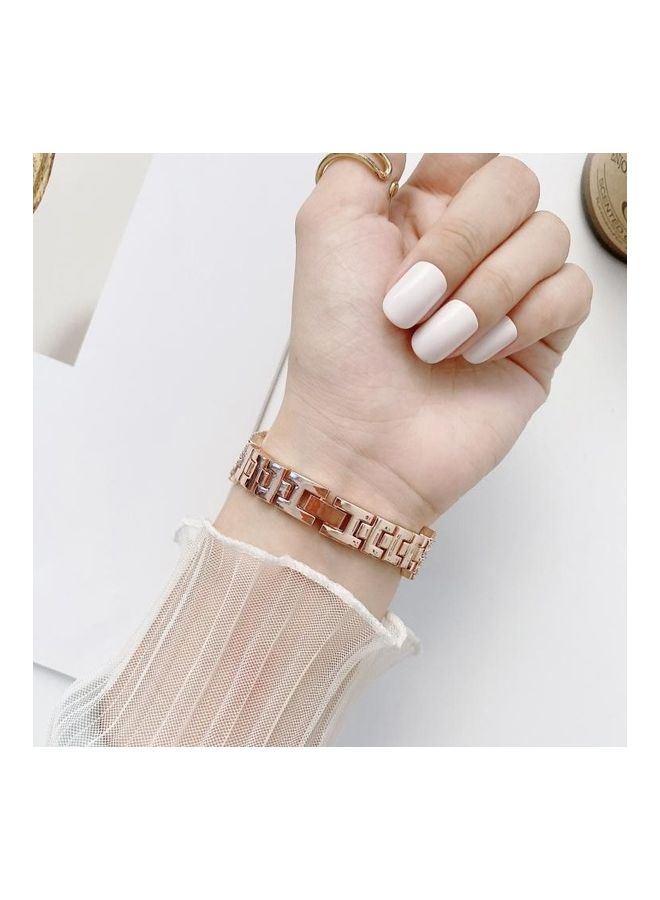 NIBEMINENT Diamond Metal Replacement Wrist Strap with Case For Apple Watch Series 6/5/4 44mm Rose Gold - Image 4